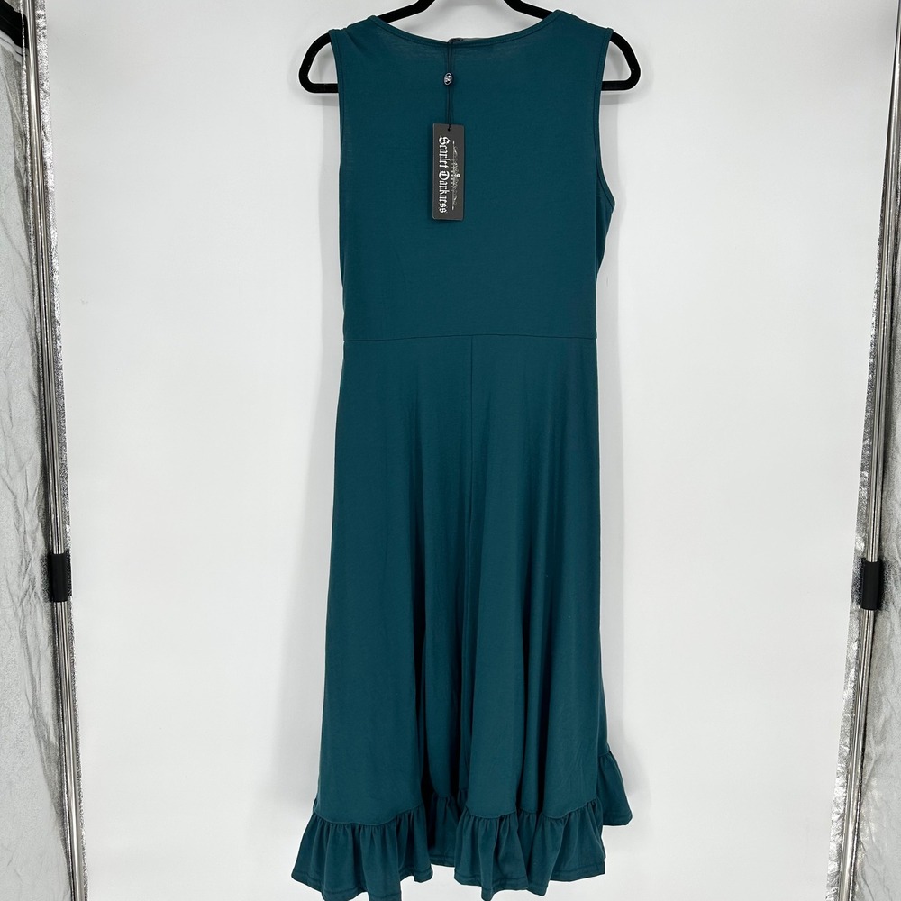 NEW Scarlet Darkness Steampunk Lace Drawstring‎ High Low Blue Dress M Whimsygoth - Picture 7 of 9